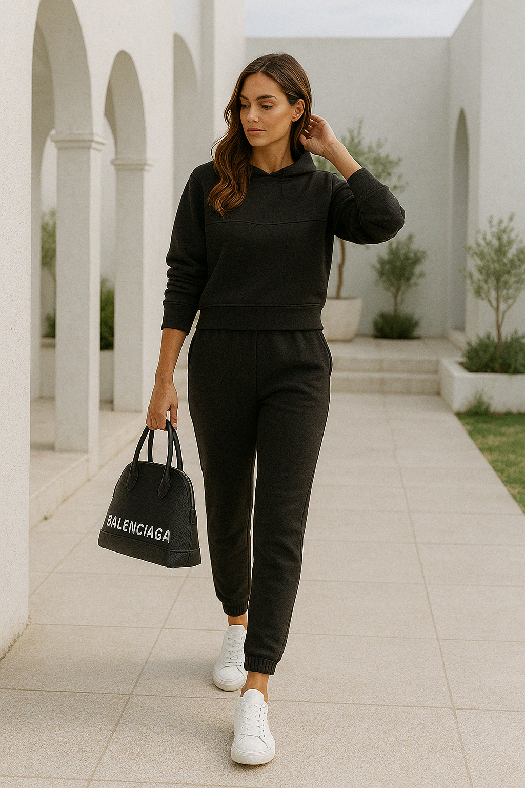 Herre Joggingpakke Oversized Hette Myk Stoffblanding Tapered Bukser 2