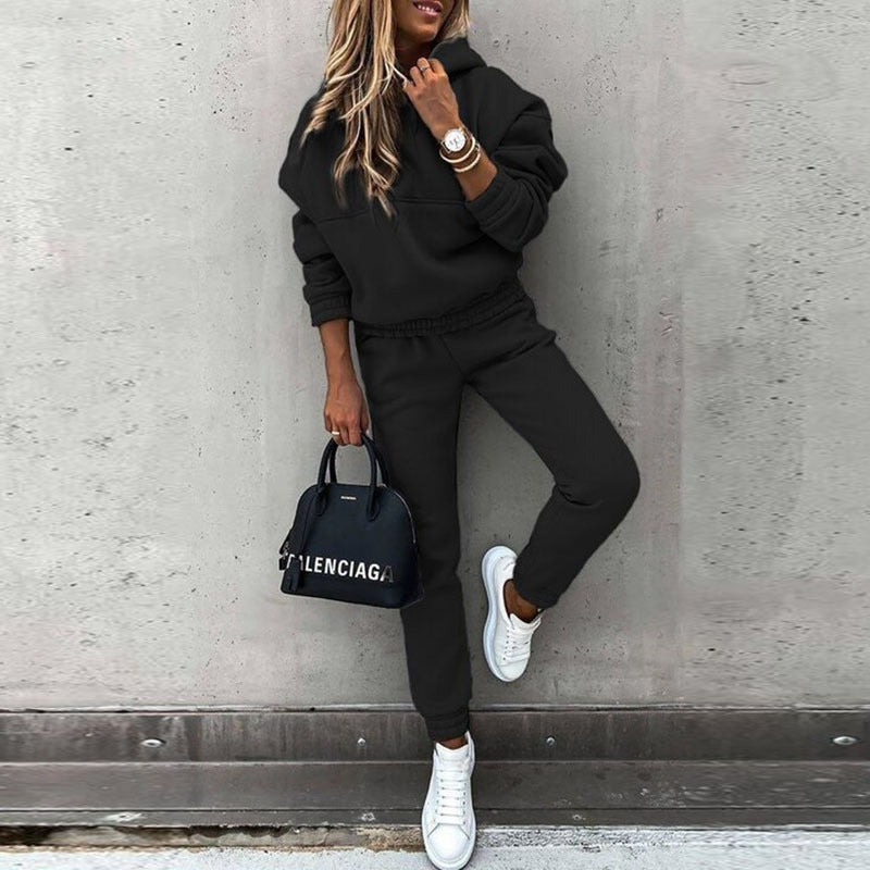 Herre Joggingpakke Oversized Hette Myk Stoffblanding Tapered Bukser 3
