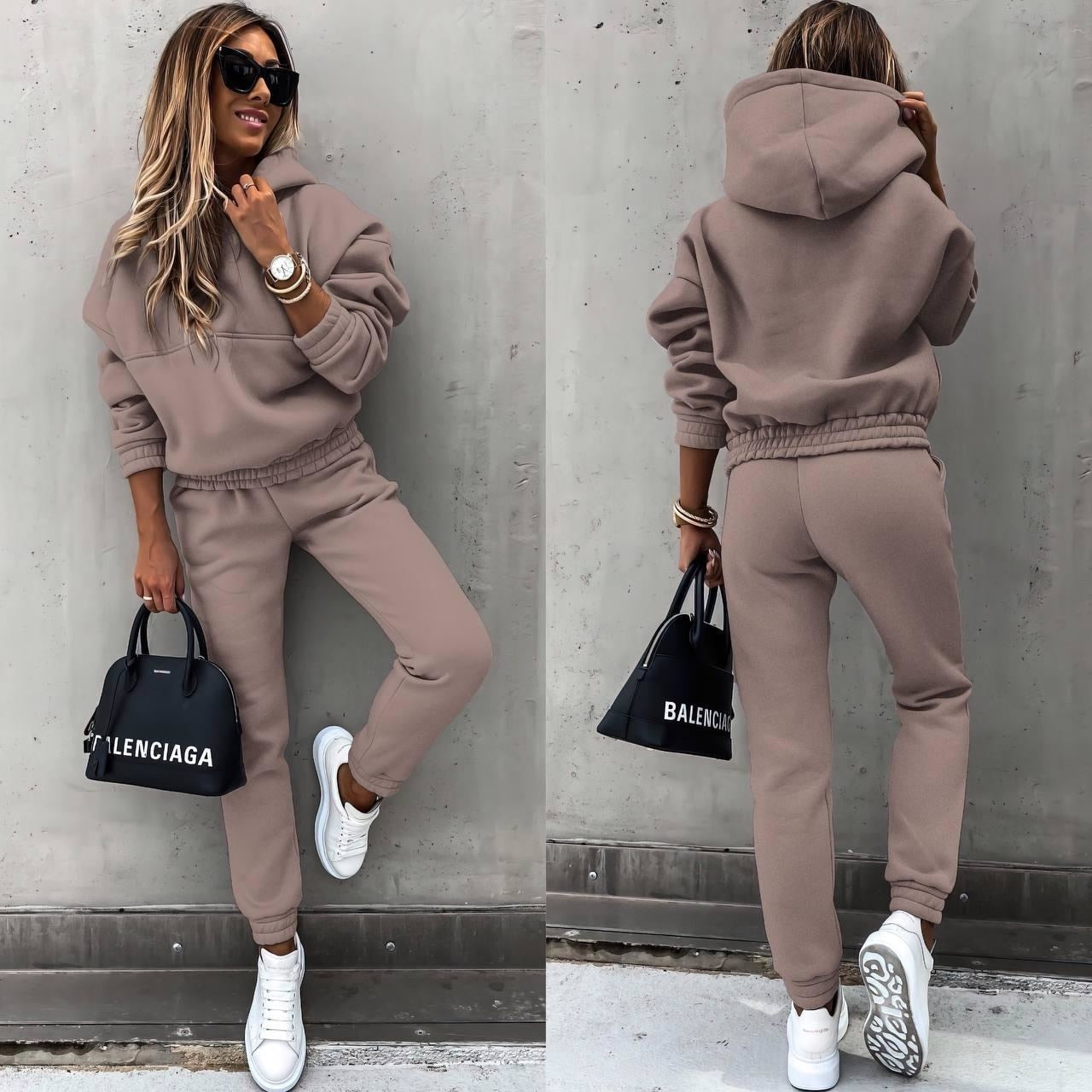 Herre Joggingpakke Oversized Hette Myk Stoffblanding Tapered Bukser 5