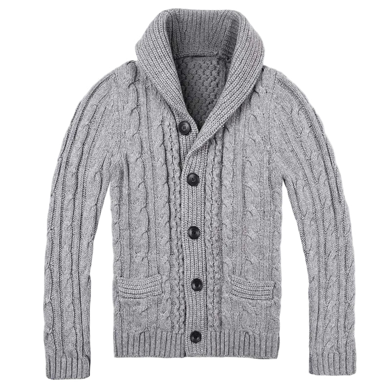Herre Kabelstrikket Cardigan med Sjalkrage 0
