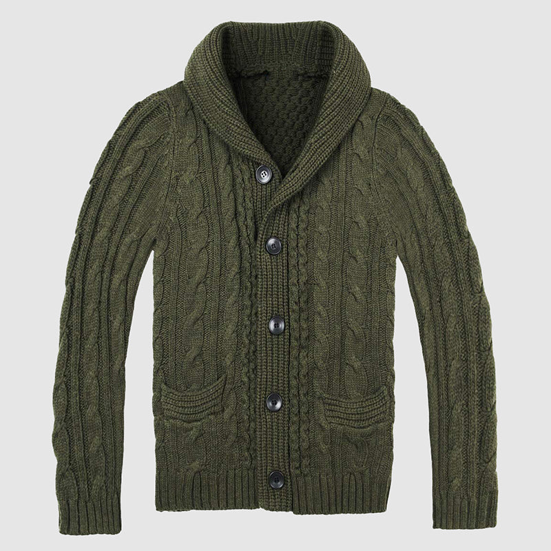 Herre Kabelstrikket Cardigan med Sjalkrage 4