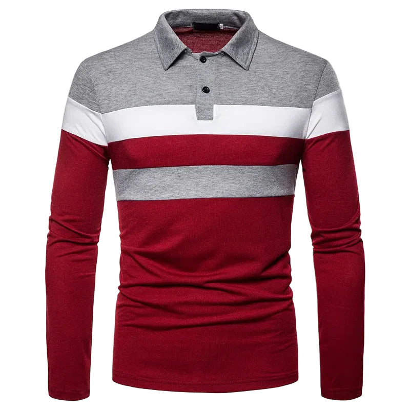 Herre Langermet Poloskjorte Stripete Design 0