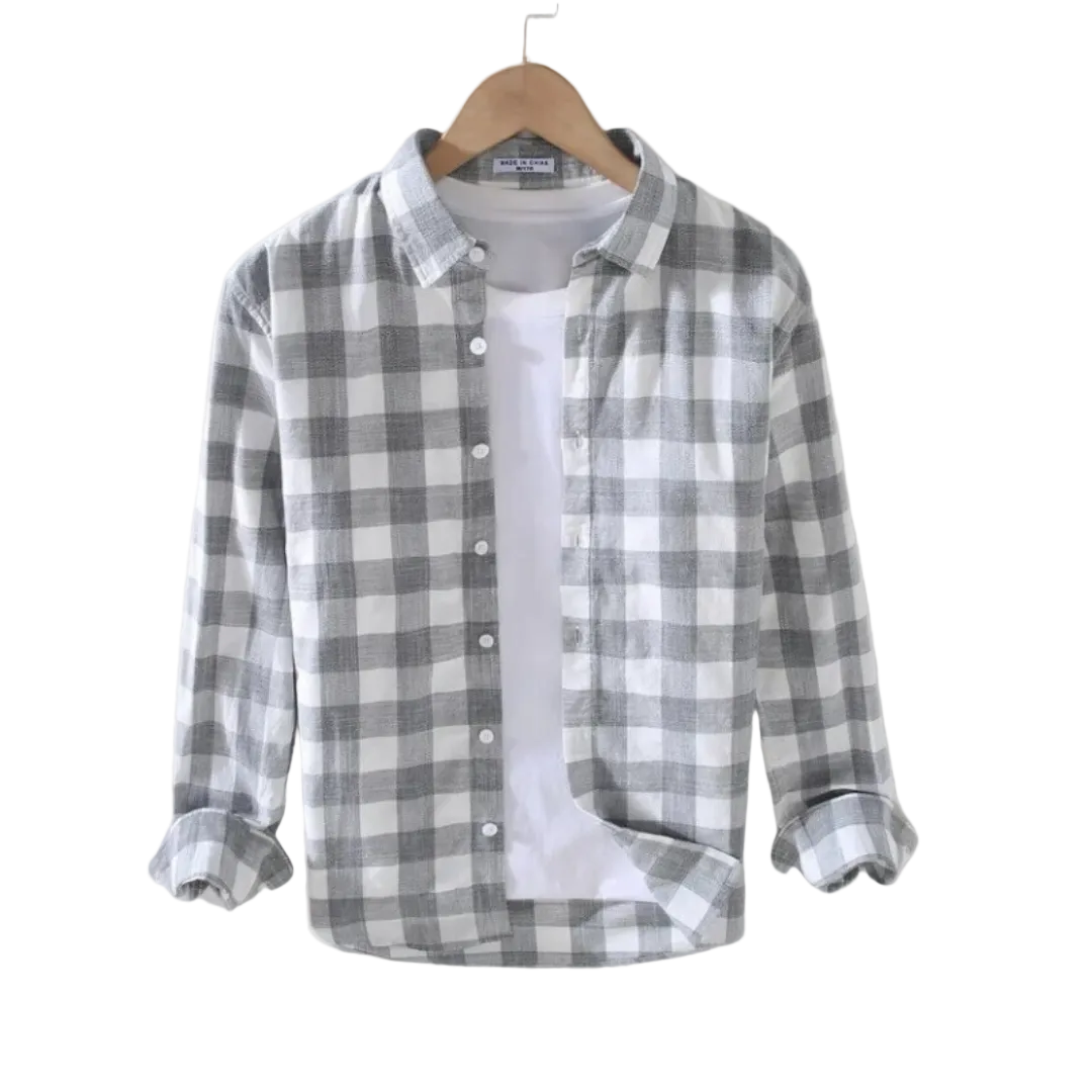 Herre Langermet Skjorte i Gingham Mønster 0