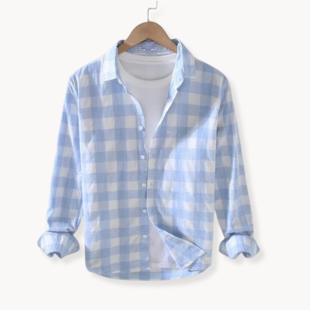 Herre Langermet Skjorte i Gingham Mønster 2