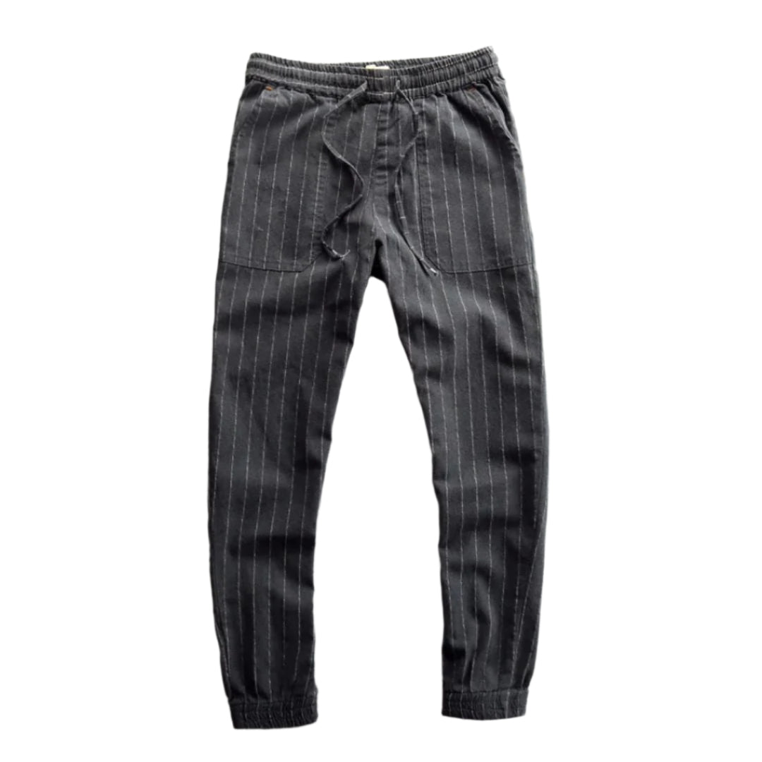 Herre Linbukse med Elastisk Midje og Stripemønster 0