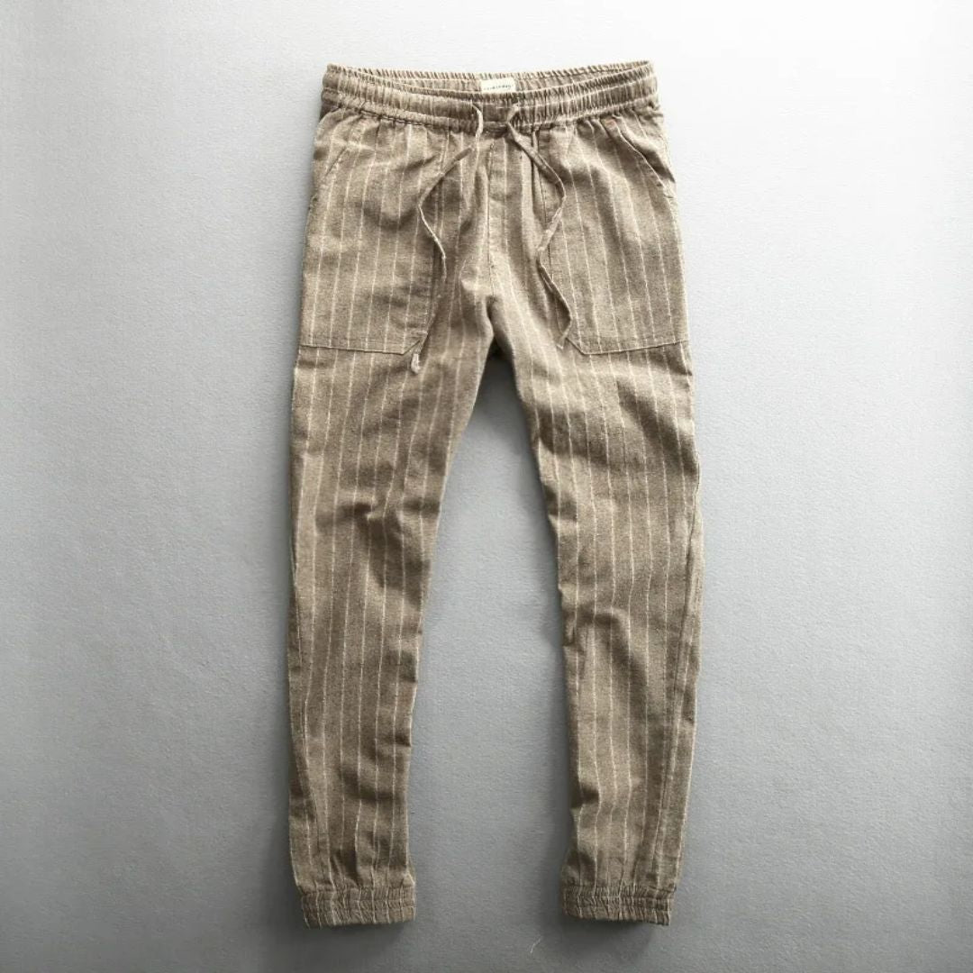 Herre Linbukse med Elastisk Midje og Stripemønster 3