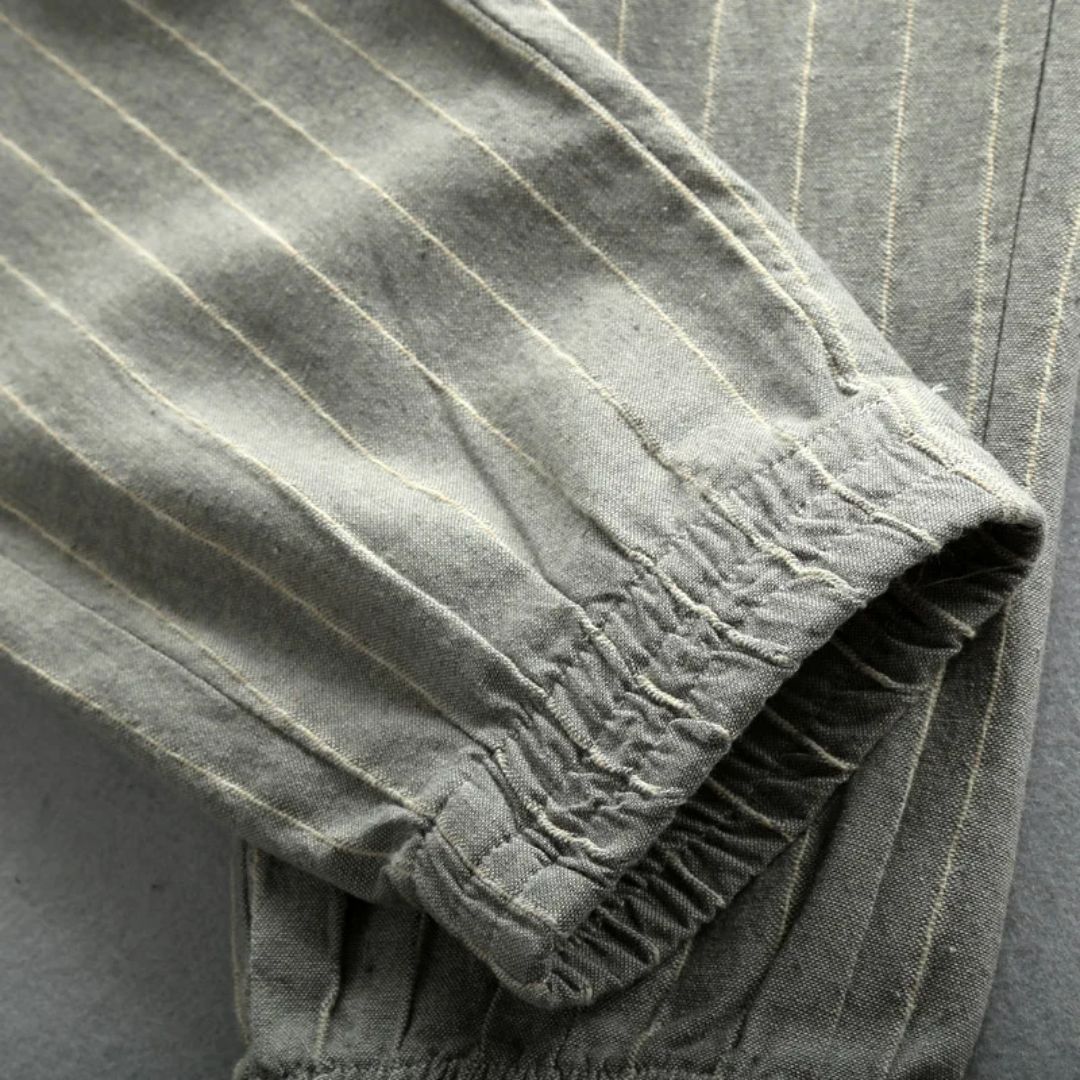 Herre Linbukse med Elastisk Midje og Stripemønster 4