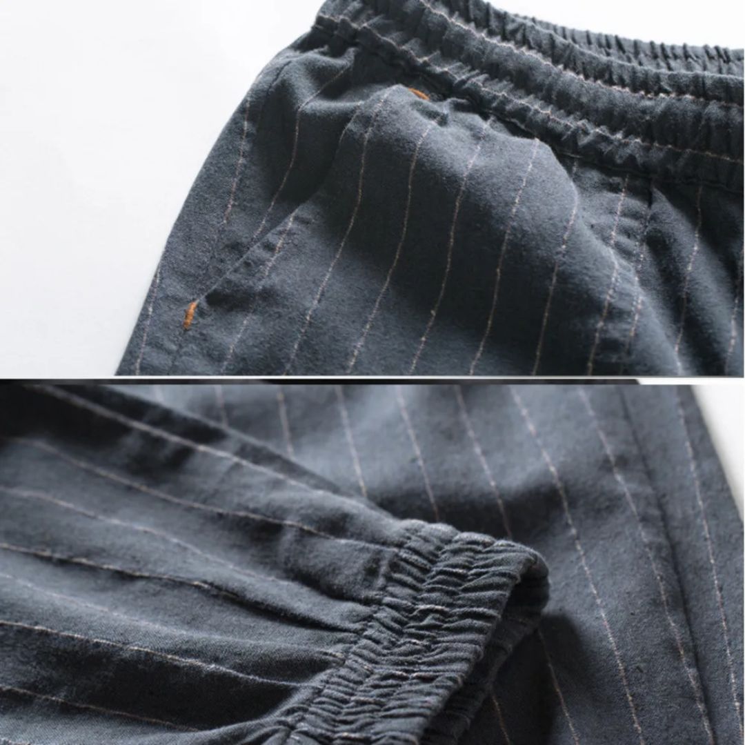 Herre Linbukse med Elastisk Midje og Stripemønster 5