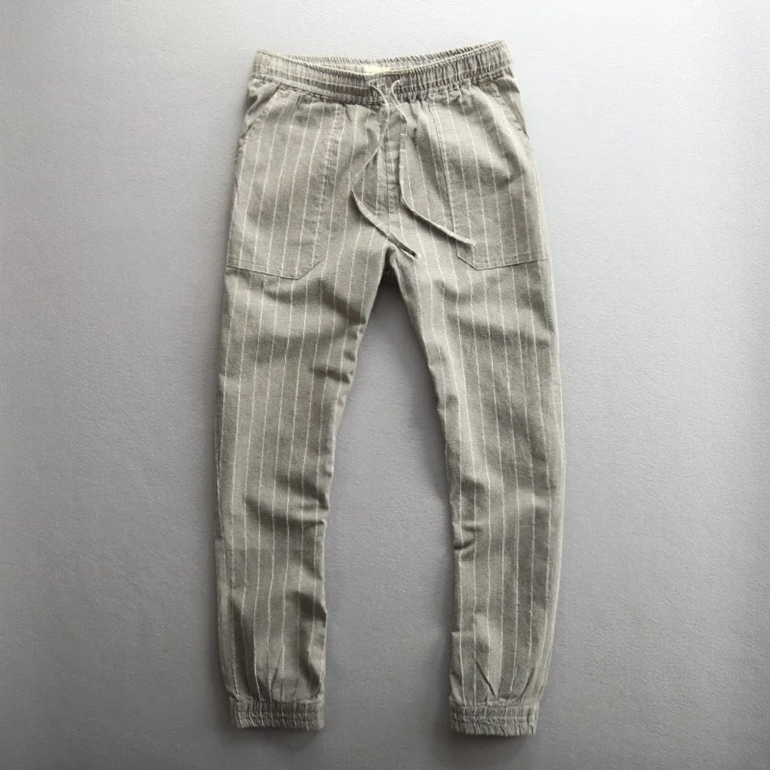 Herre Linbukse med Elastisk Midje og Stripemønster 6