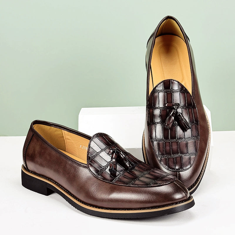 Herre Loafers Krokodillepreget Design med Klassiske Dusker 4