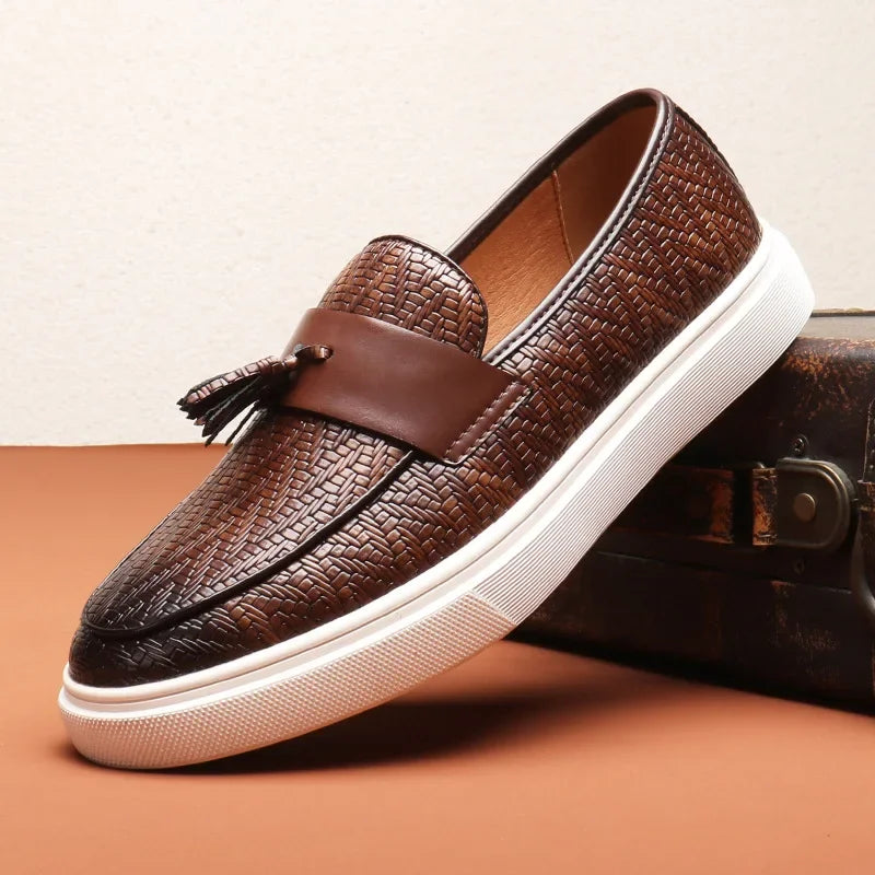 Herre Loafers Lisseløs Chevronvevd Design 0