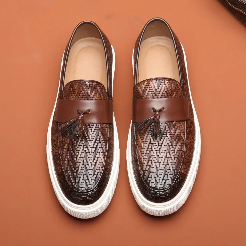 Herre Loafers Lisseløs Chevronvevd Design 1