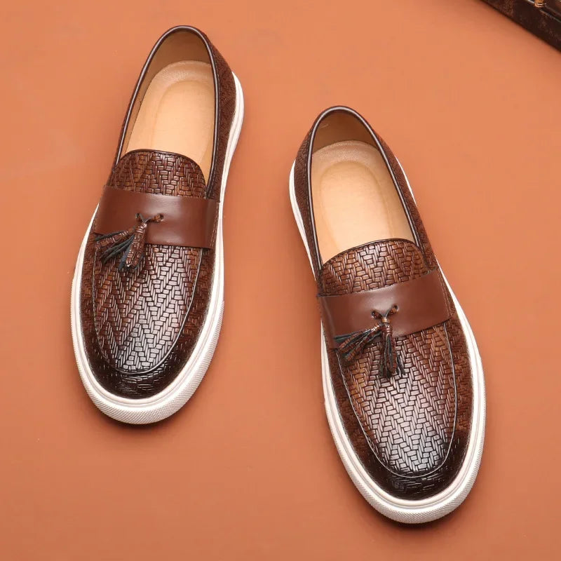 Herre Loafers Lisseløs Chevronvevd Design 2