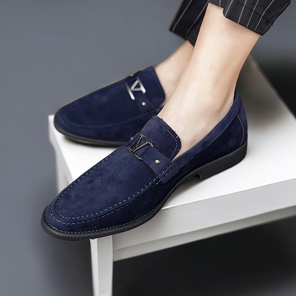 Herre Loafers Slip-On Vegan Suede med Dekorativ Spenne 5