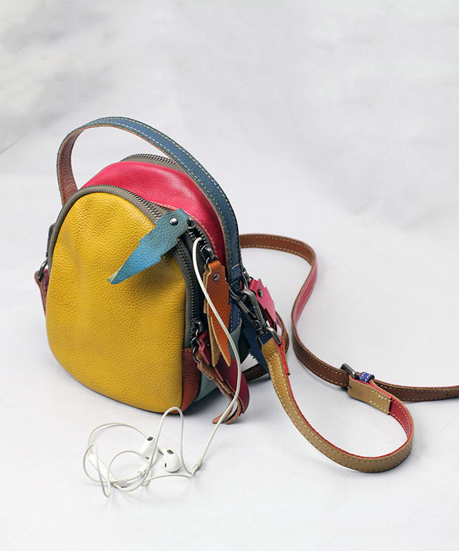 Herre Messenger Bag Kalveskinn Fargeblokkdesign 0