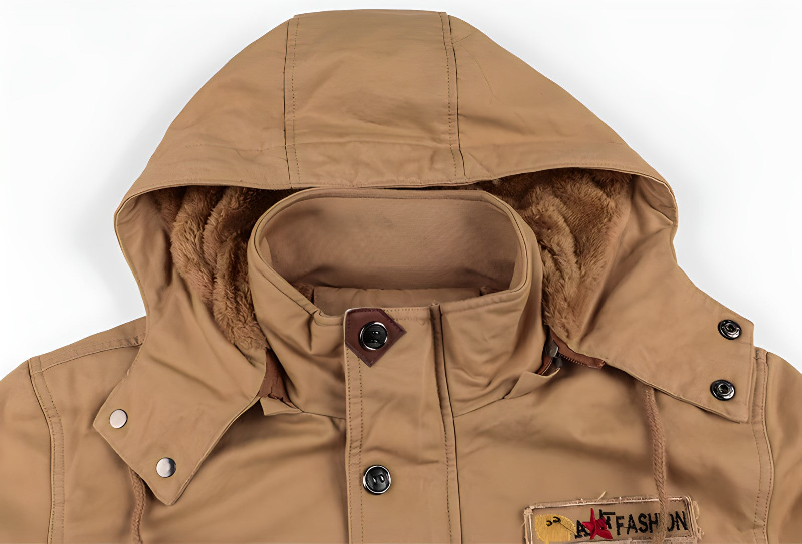 Herre Militærjakke med Fleece Fôret Hette 7