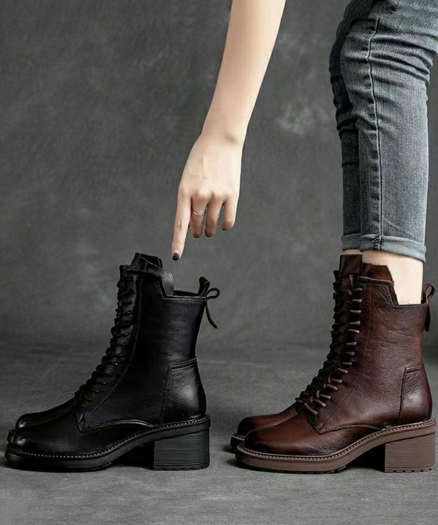 Herre Motorsykkelstøvler med Snøring 4