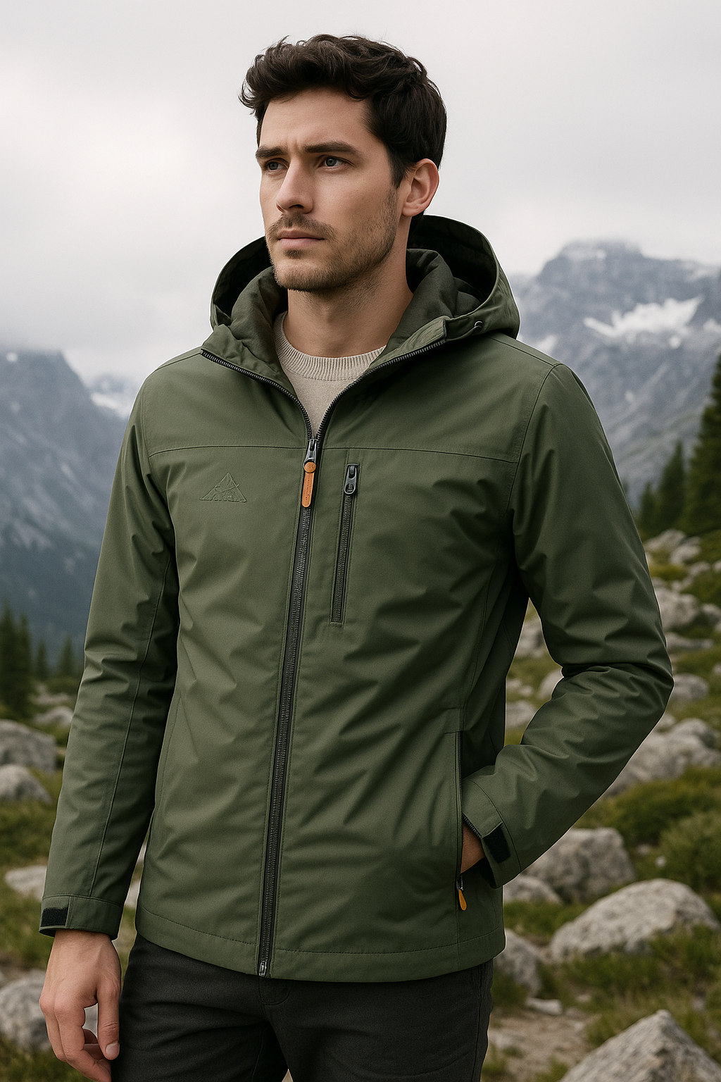 Herre Outdoorjakke Vanntett og Vindavvisende 2