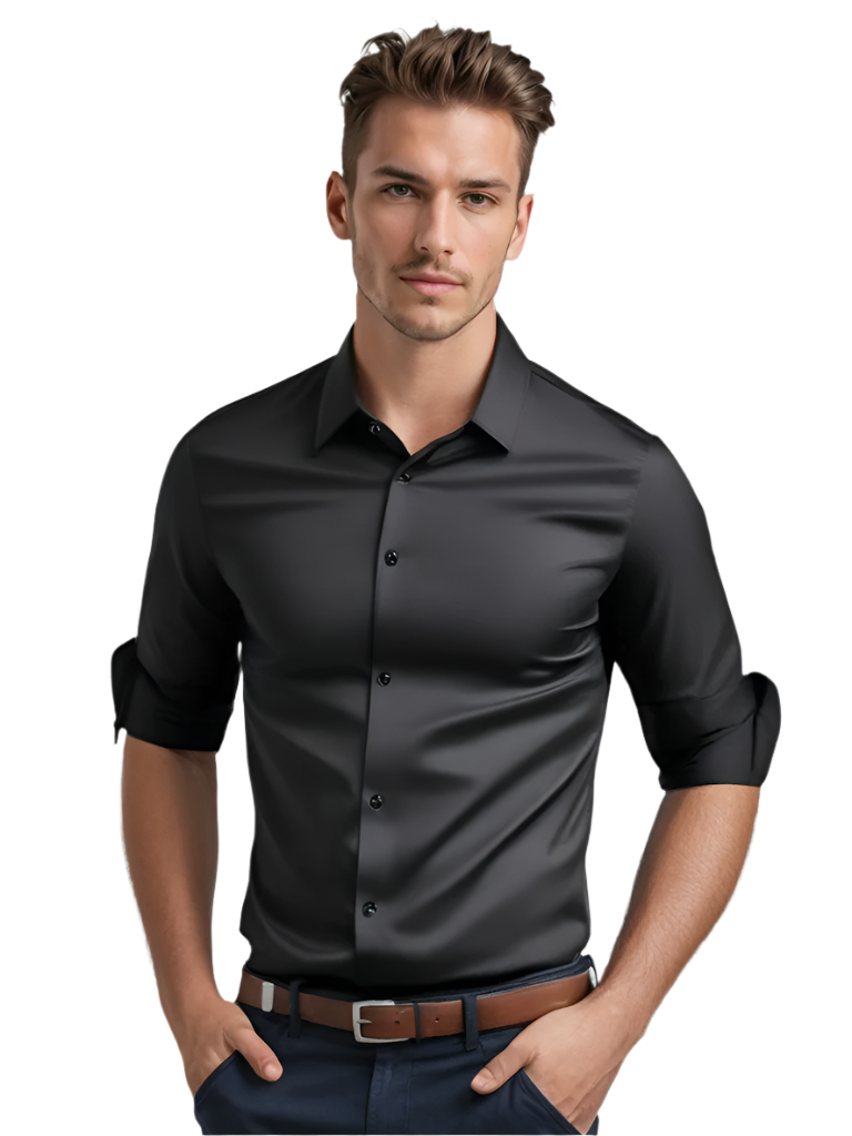 Herre Overhemd Slim Fit Kreukfritt Pustende Stoff 0