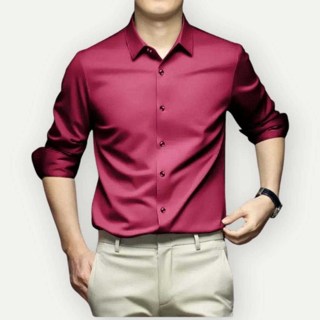 Herre Overhemd Slim Fit Kreukfritt Pustende Stoff 2