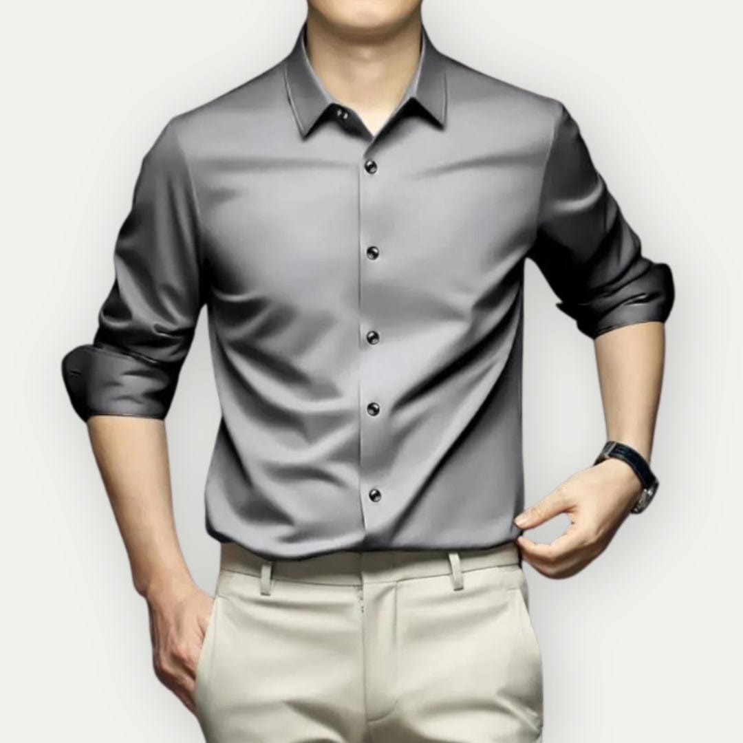 Herre Overhemd Slim Fit Kreukfritt Pustende Stoff 4