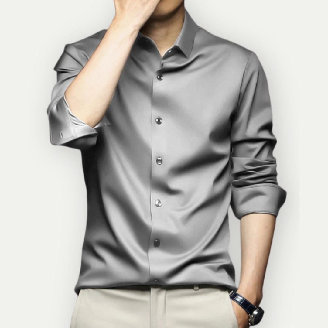 Herre Overhemd Slim Fit Kreukfritt Pustende Stoff 5
