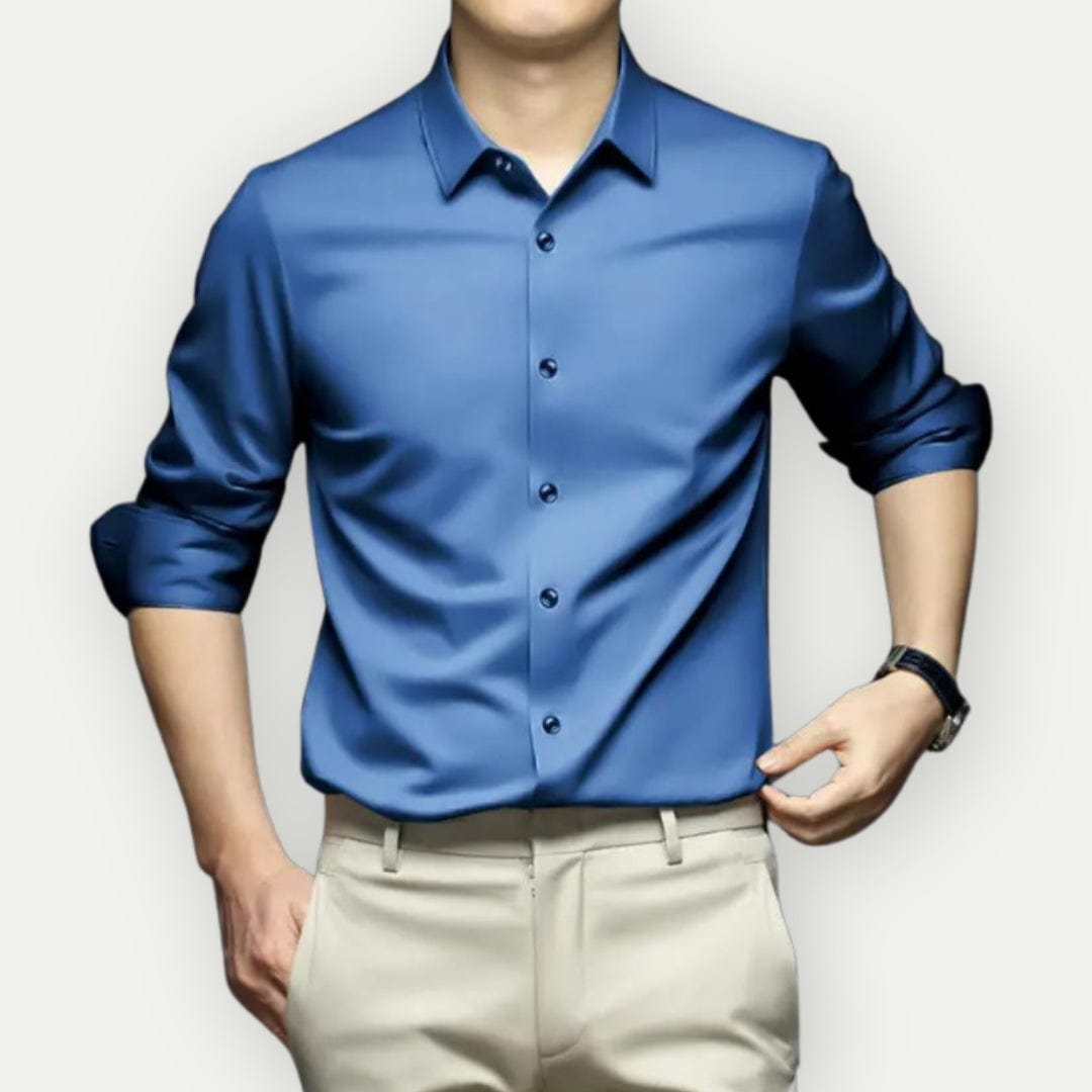 Herre Overhemd Slim Fit Kreukfritt Pustende Stoff 6