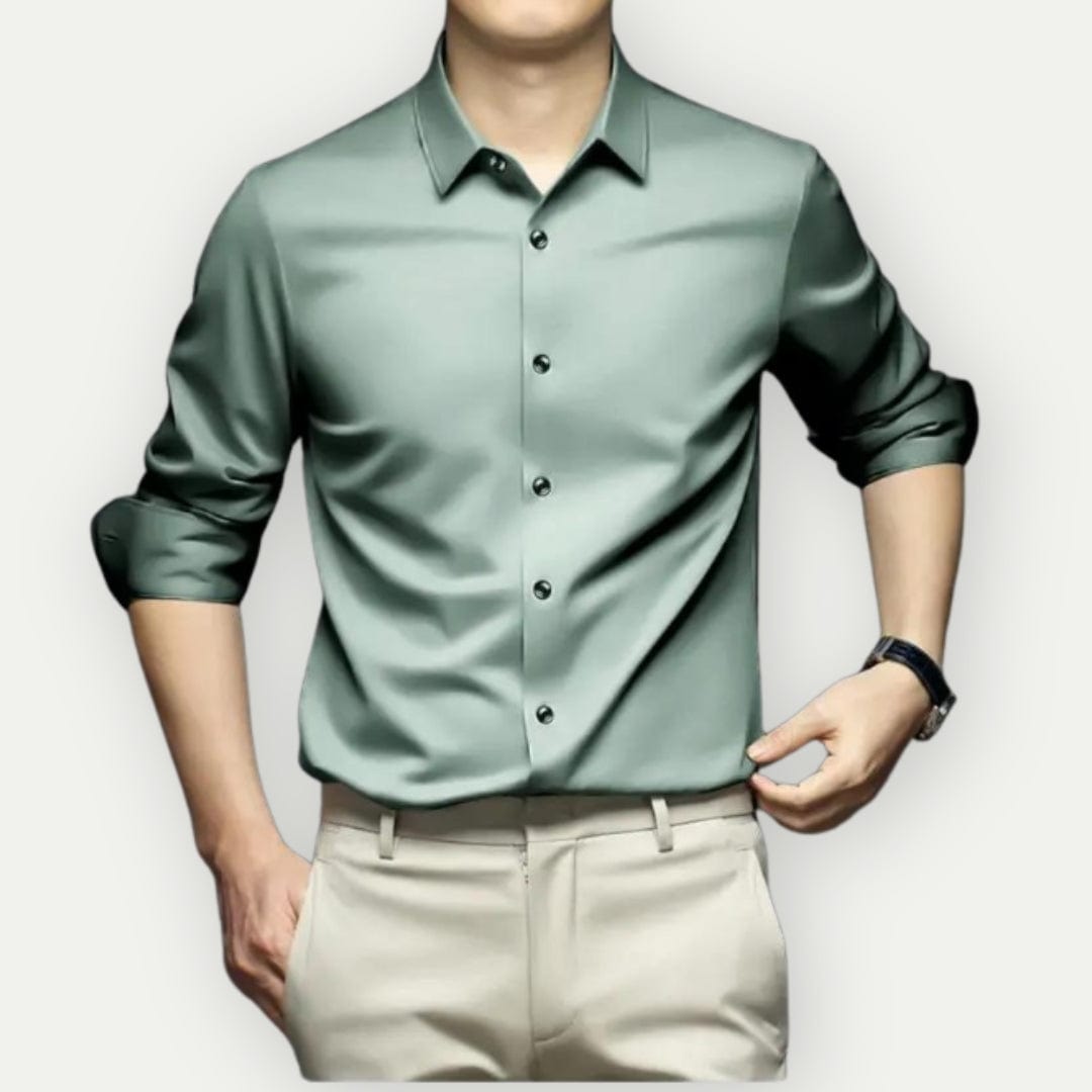 Herre Overhemd Slim Fit Kreukfritt Pustende Stoff 8