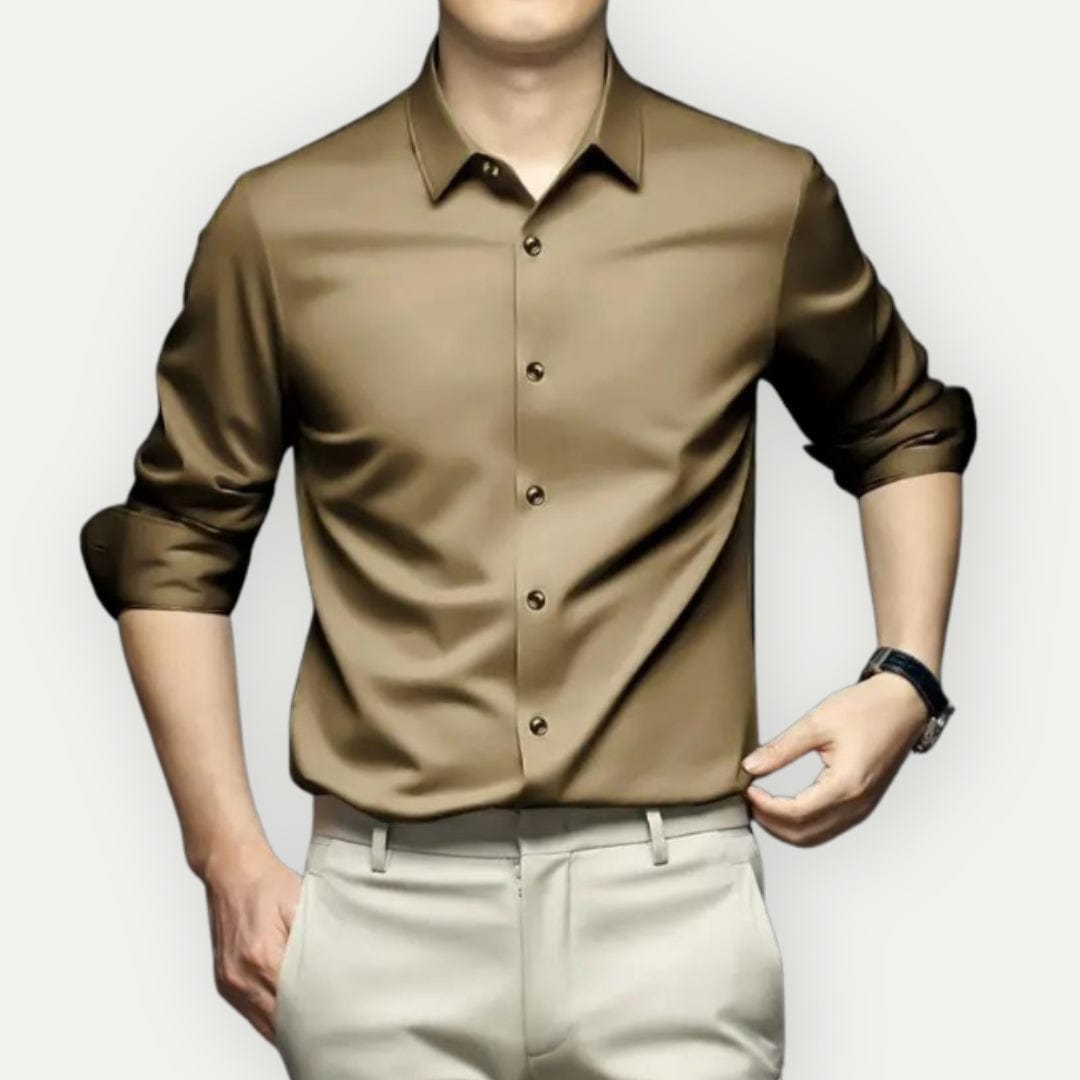 Herre Overhemd Slim Fit Kreukfritt Pustende Stoff 9