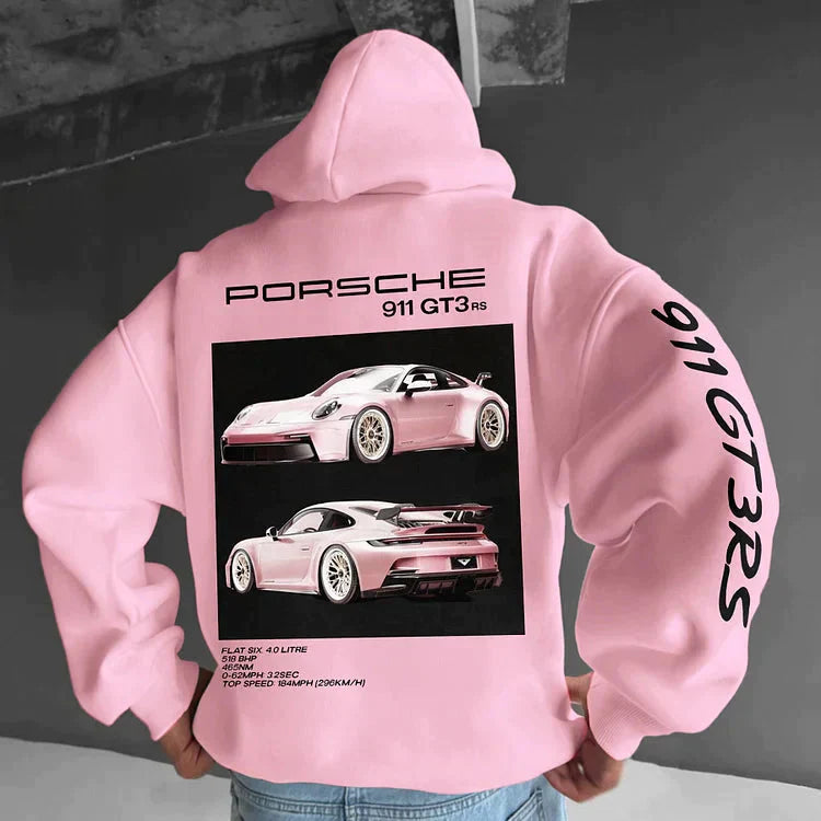 Herre Oversized Hoodie med Raceprint i Myk Kato blanding 1