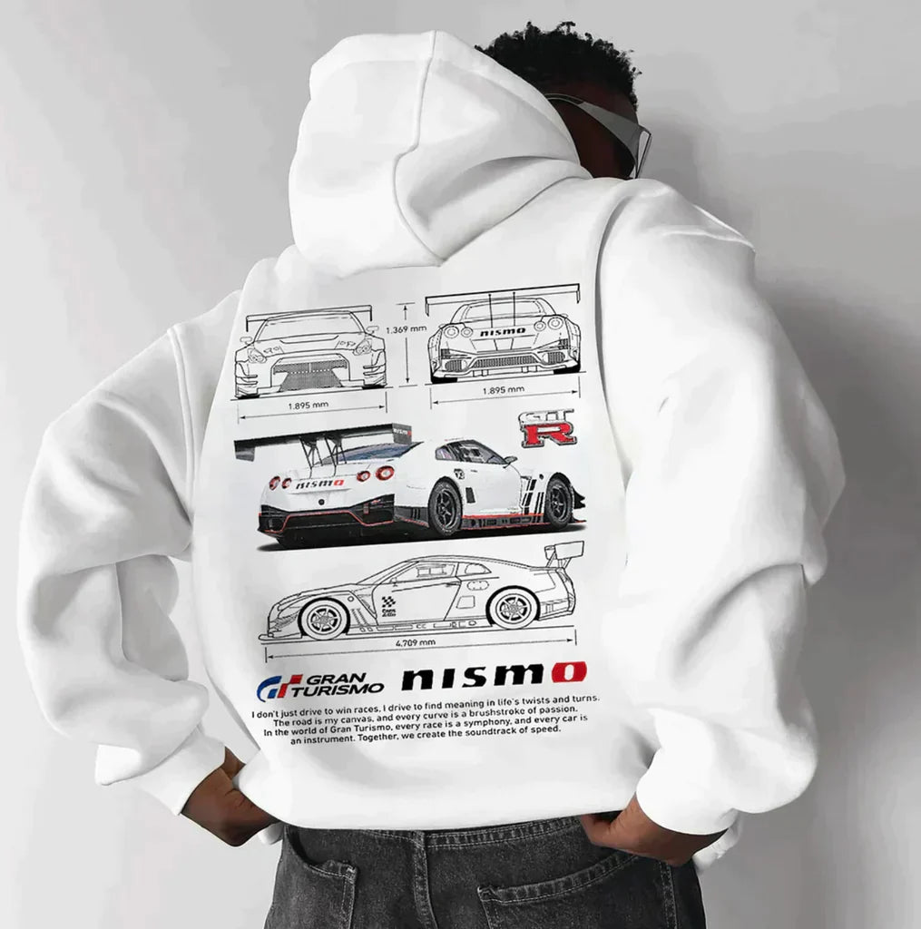 Herre Oversized Hoodie med Raceprint i Myk Kato blanding 5