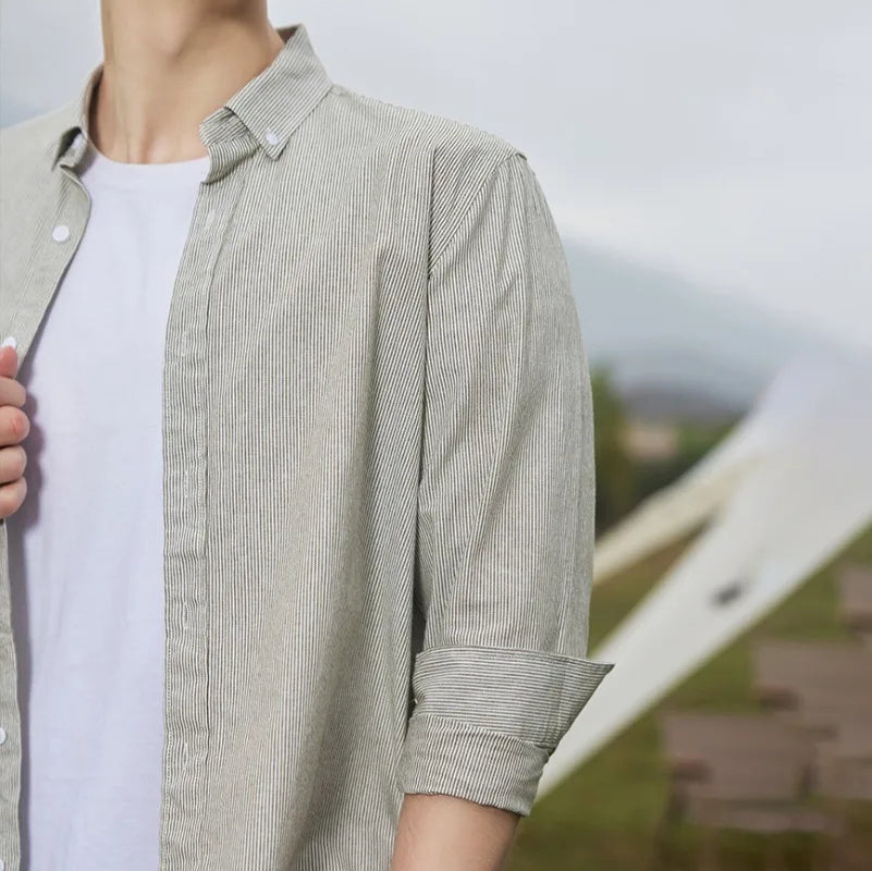Herre Oxford Skjorte Klassisk Stil 6