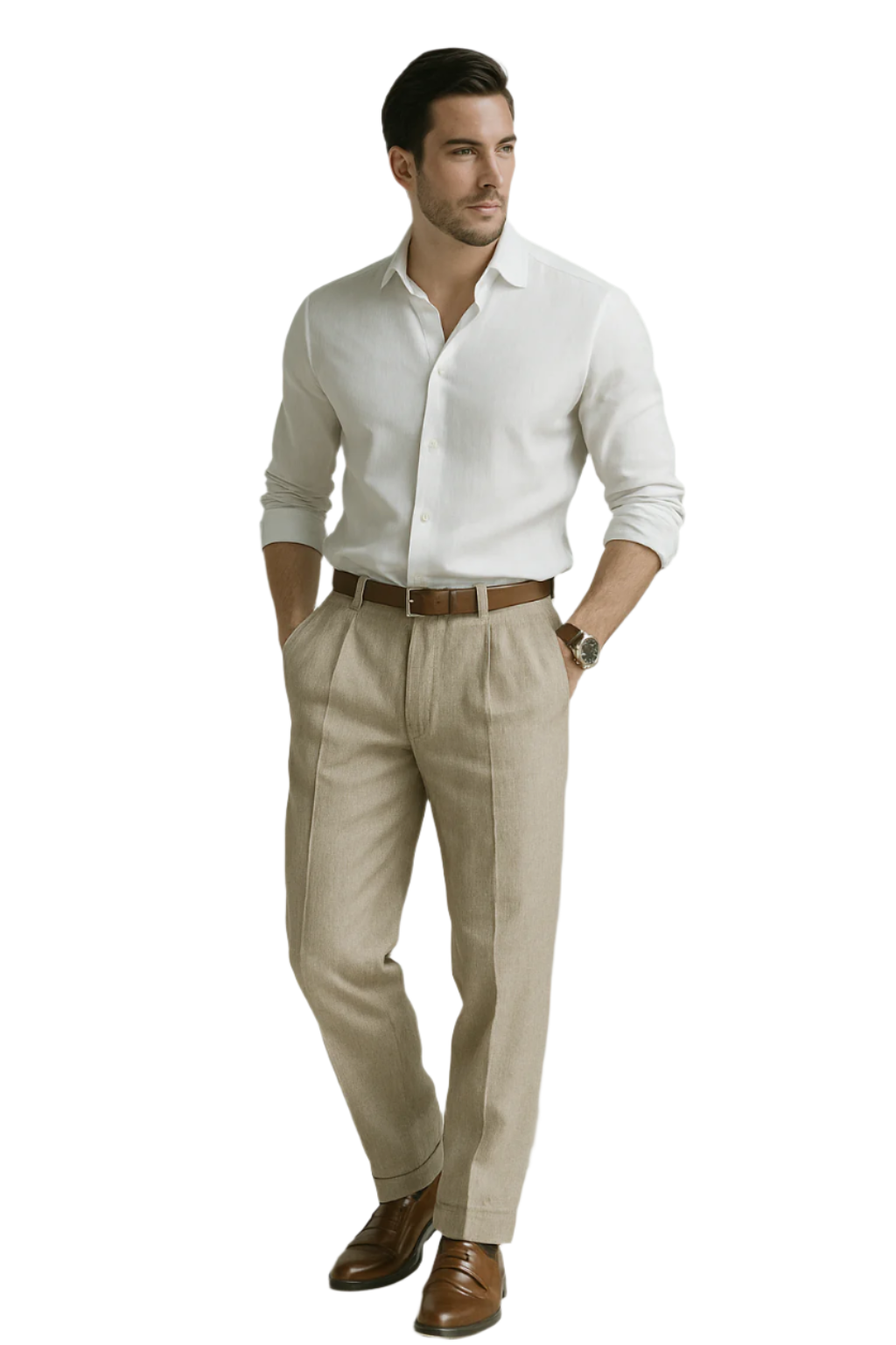 Herre Pantalon Rett Snitt Klassisk Design 0