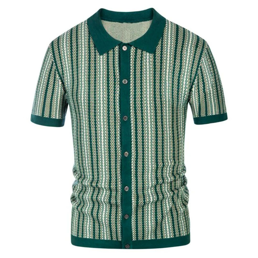 Herre Polo Skjorte Chevron Mønster Pustende Stoff 5