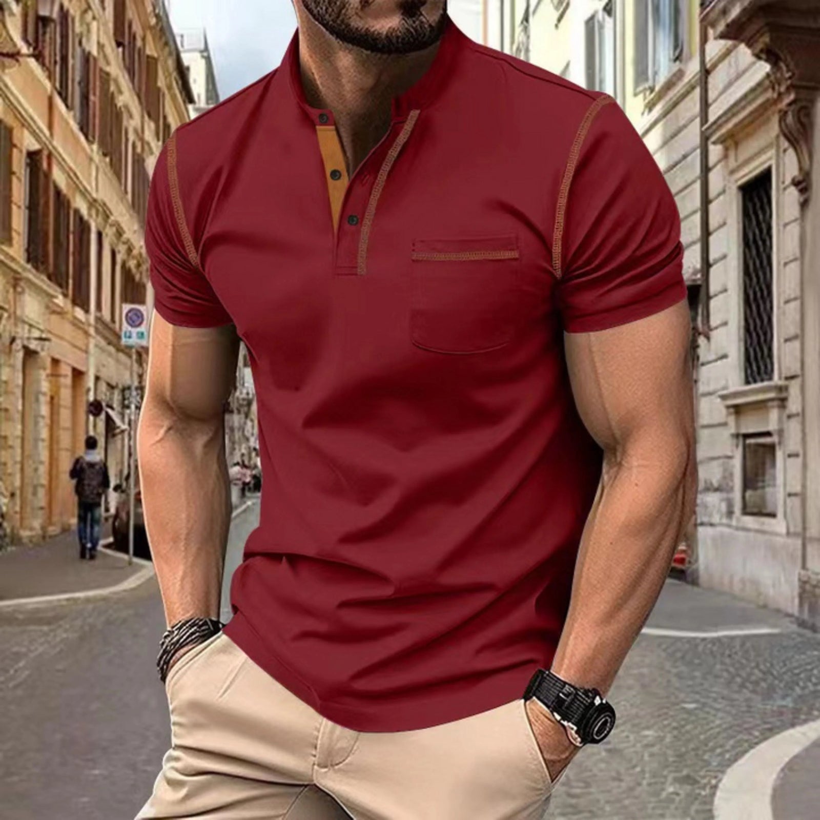 Herre Polo Skjorte Klassisk Stil Allsidig Design 3