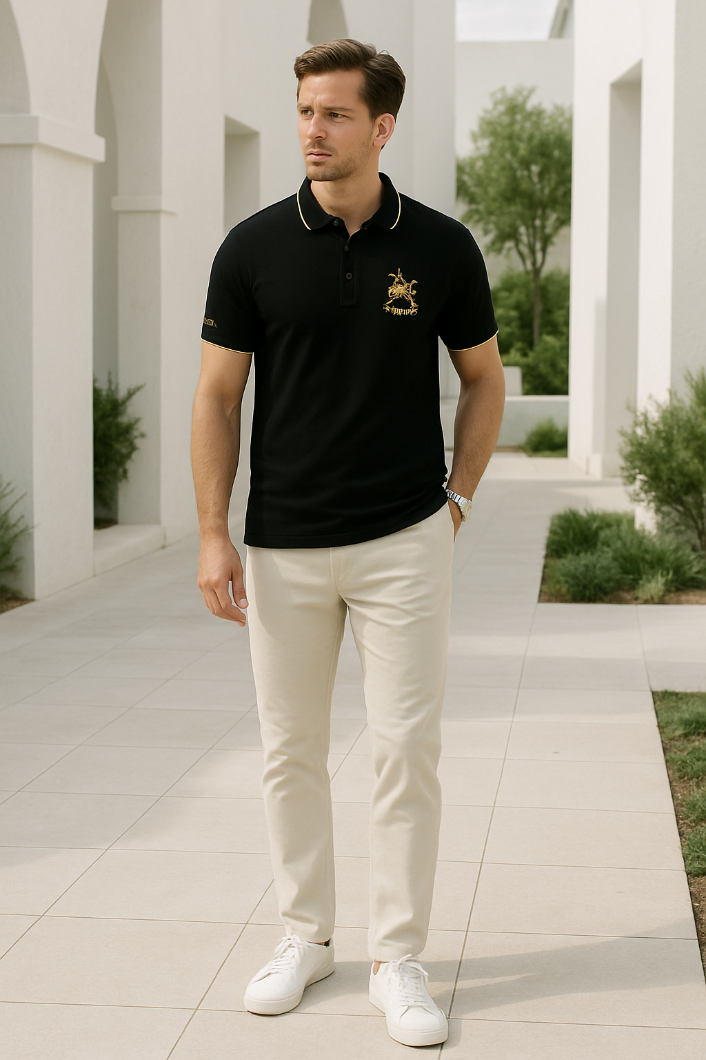 Herre Polo Skjorte Med Broderte Detaljer 2