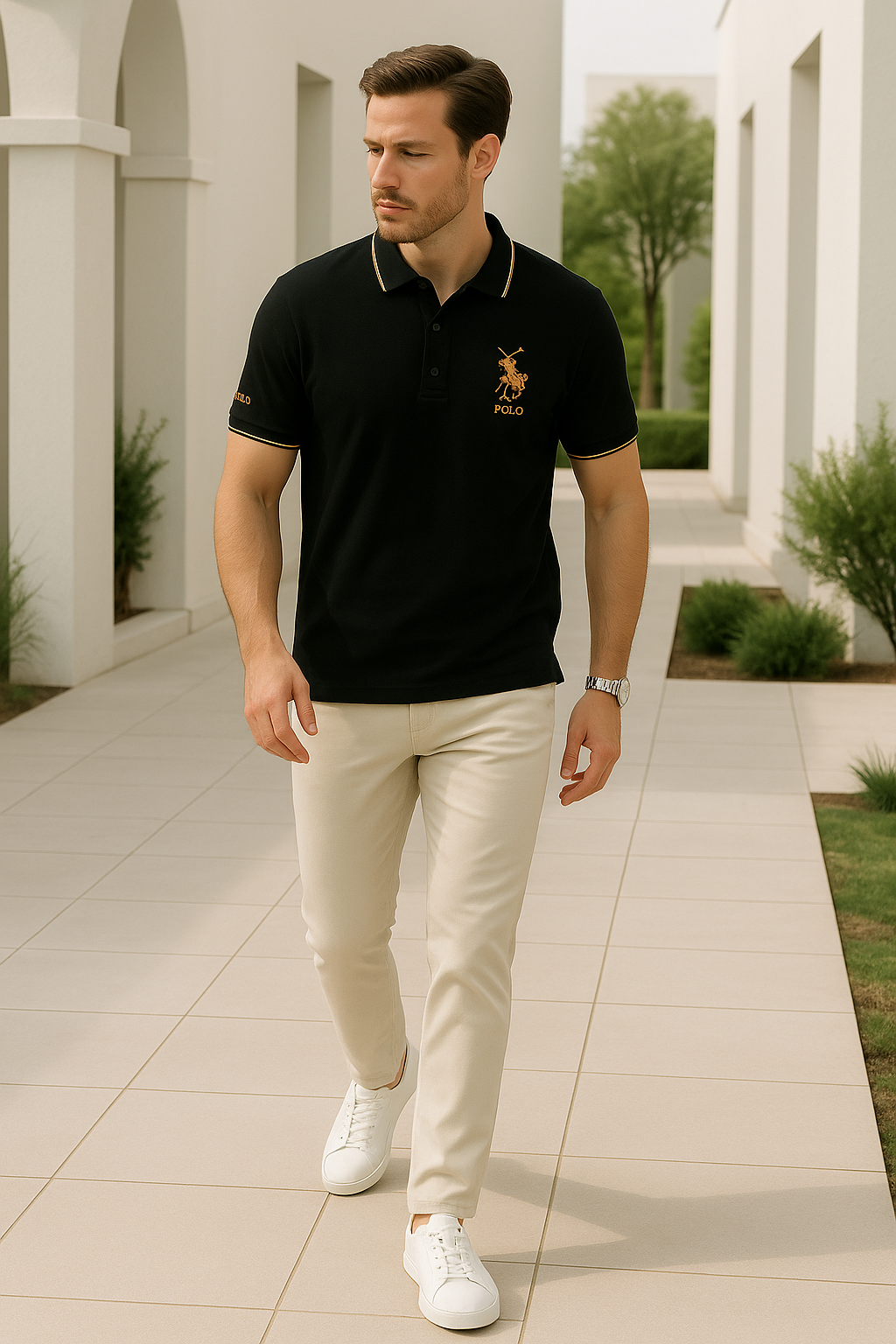 Herre Polo Skjorte Med Broderte Detaljer 3