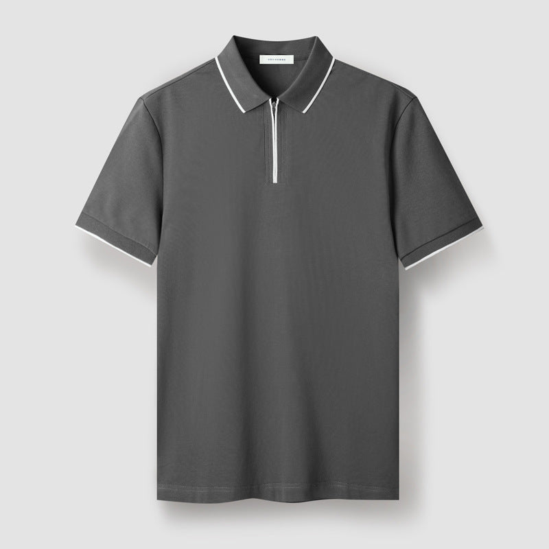 Herre Polo med Glidelås og Hvitkantede Detaljer 3