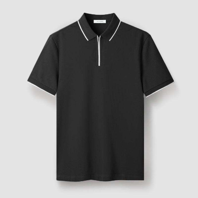 Herre Polo med Glidelås og Hvitkantede Detaljer 4