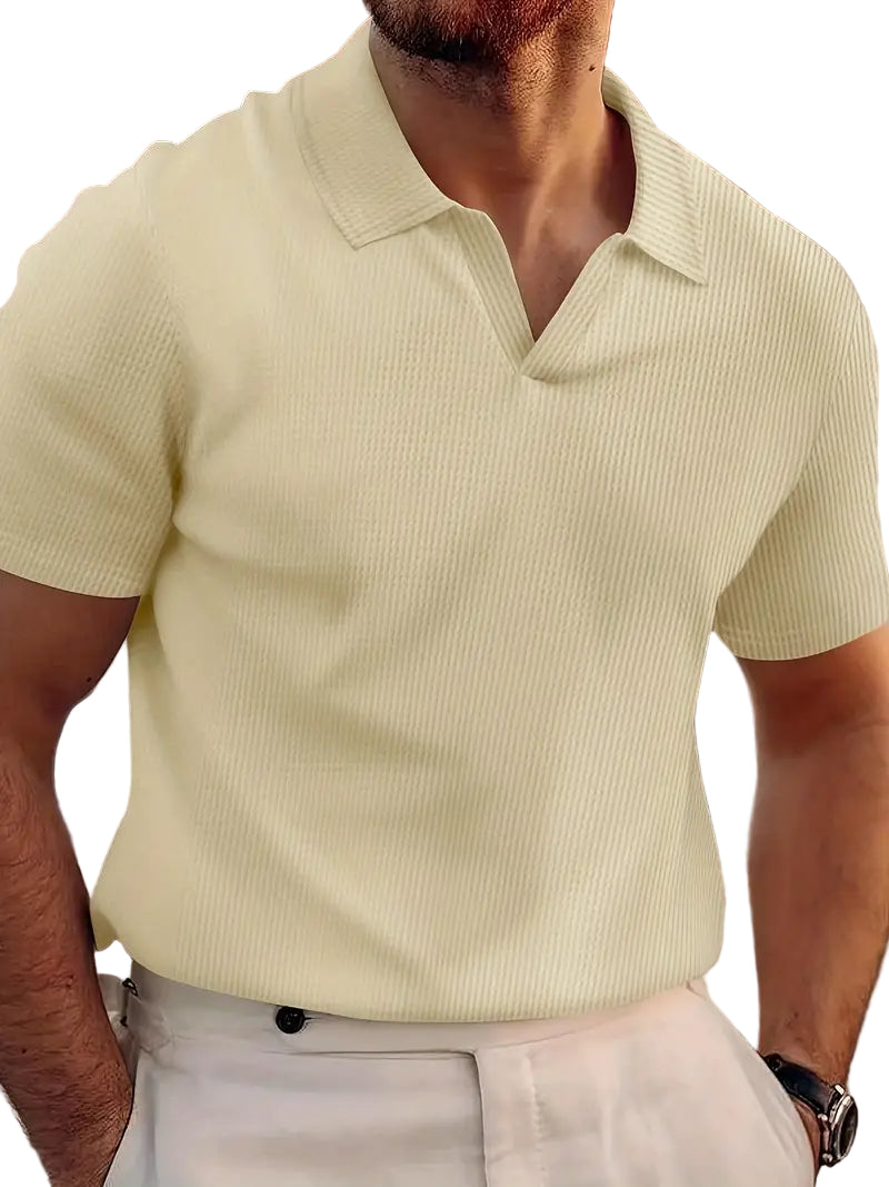 Herre Poloshirt Casual Vaffelstoff 0