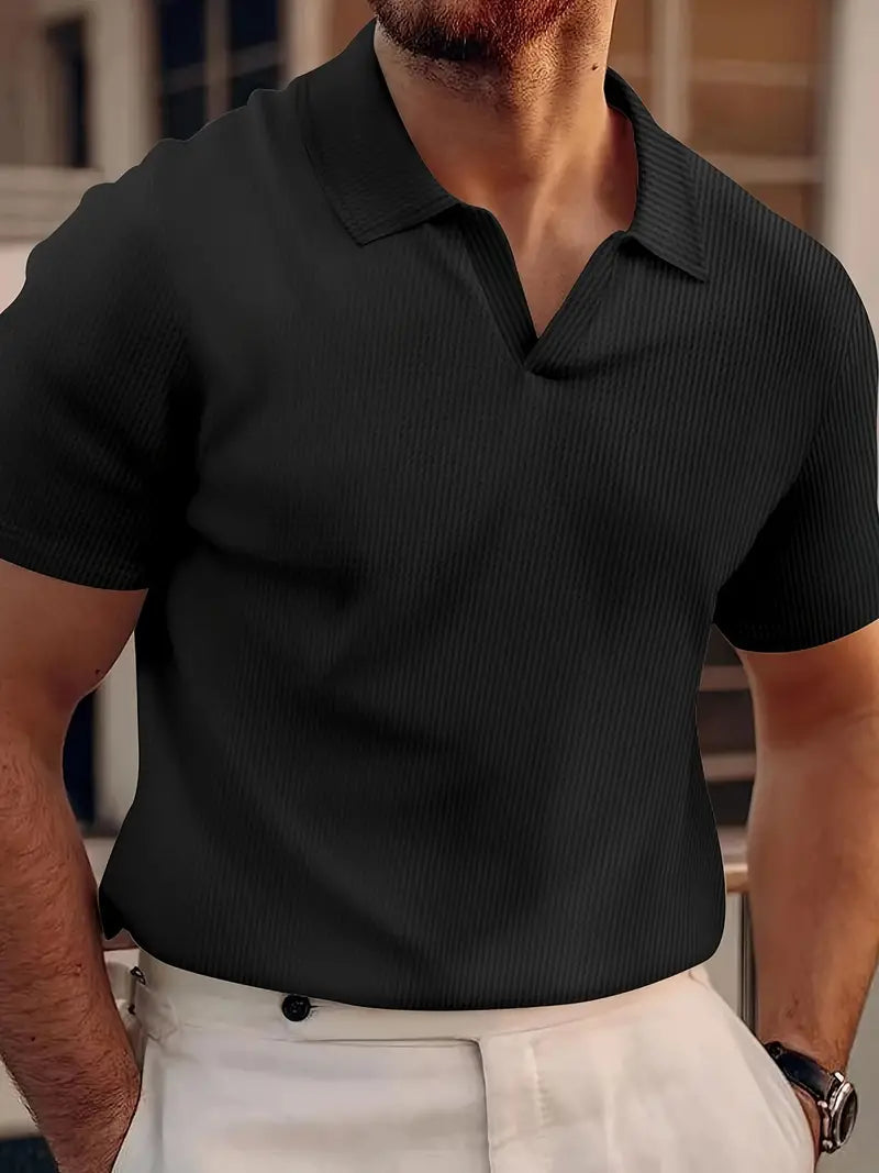 Herre Poloshirt Casual Vaffelstoff 2
