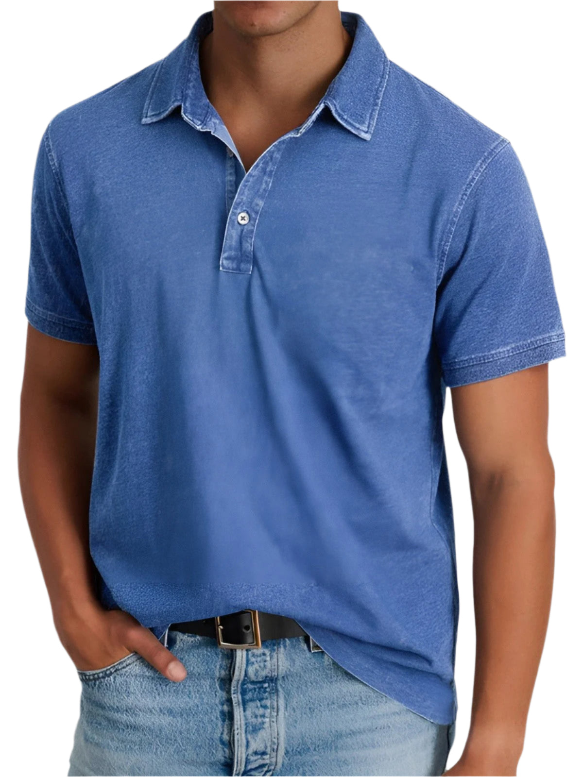 Herre Poloshirt Korte Ermer Avslappet Fit Myk Vasket Tekstur 0
