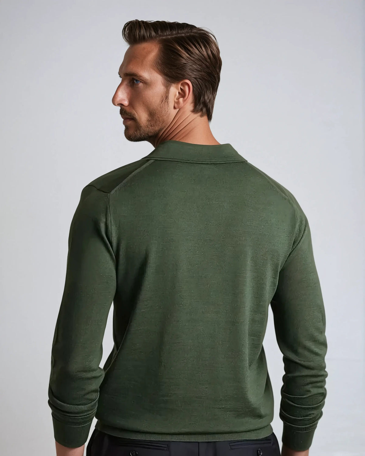 Herre Poloshirt Langermet Minimalistisk Uten Knapper 1