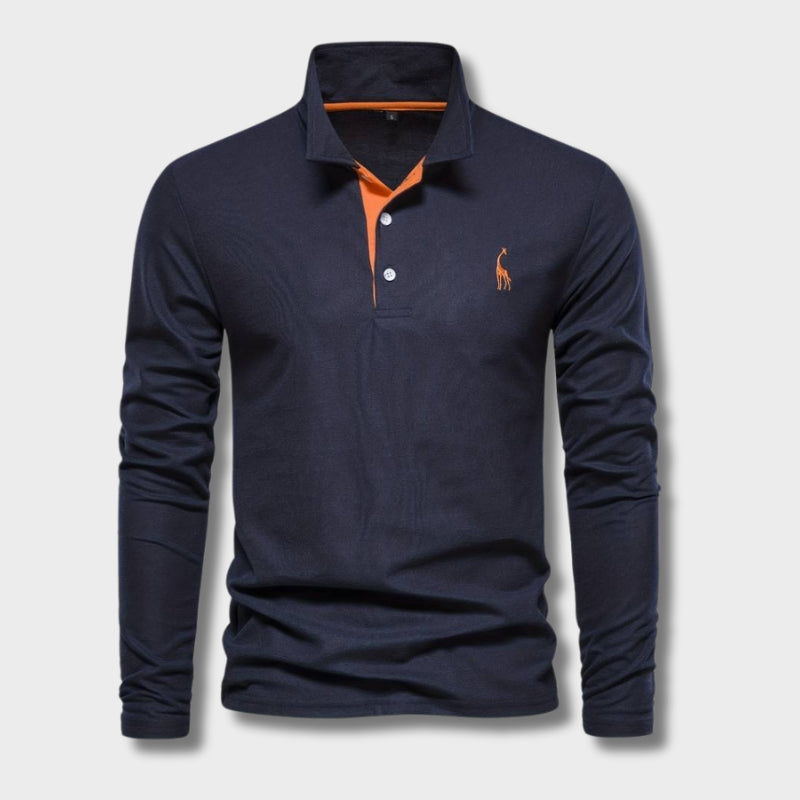 Herre Poloshirt med Lange Ermer og Kontrasterende Detaljer 1