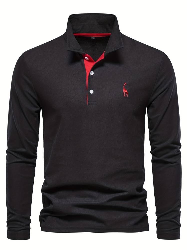 Herre Poloshirt med Lange Ermer og Kontrasterende Detaljer 2