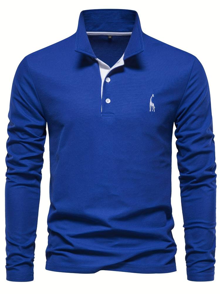 Herre Poloshirt med Lange Ermer og Kontrasterende Detaljer 4