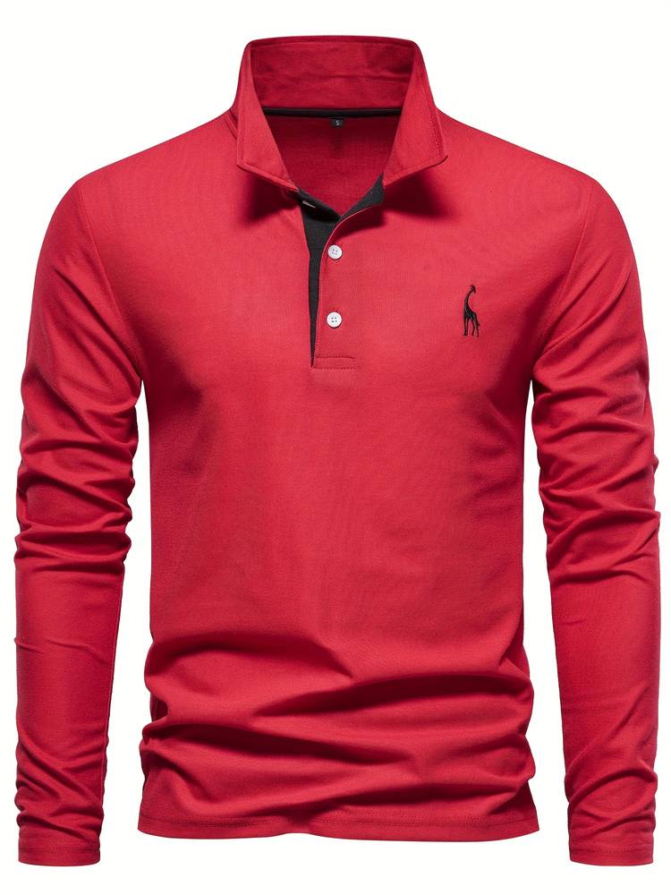 Herre Poloshirt med Lange Ermer og Kontrasterende Detaljer 6