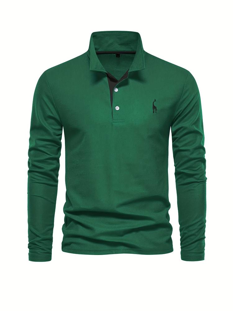 Herre Poloshirt med Lange Ermer og Kontrasterende Detaljer 8