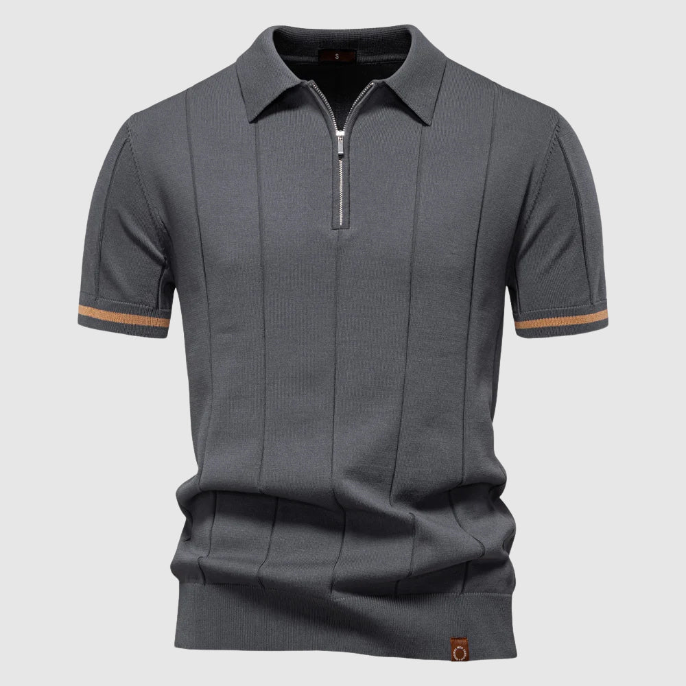 Herre Poloskjorte med Glidelås og Moderne Snitt 3