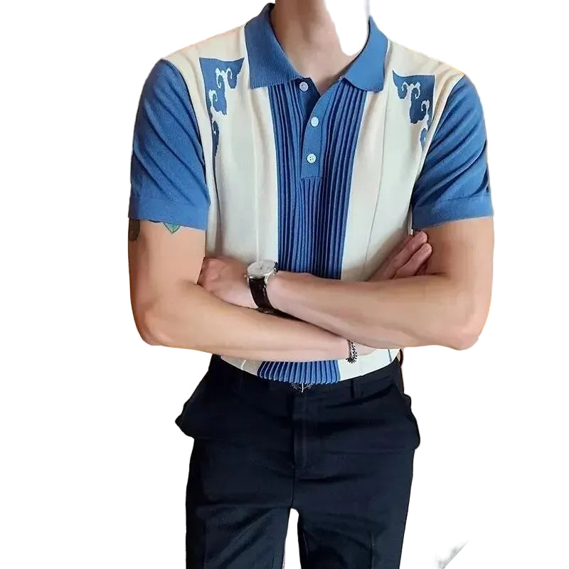 Herre Poloskjorte med Kontrastpanel Kortermet Sporty Stil 1